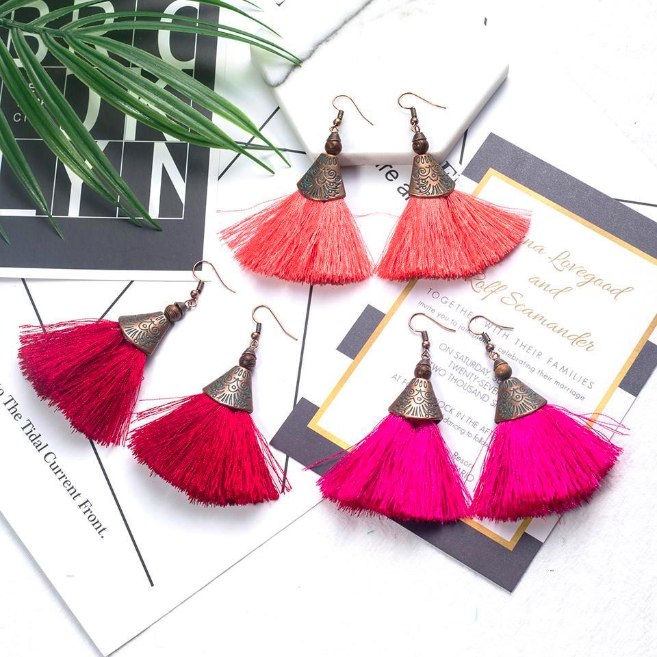 Red Tassel Earrings