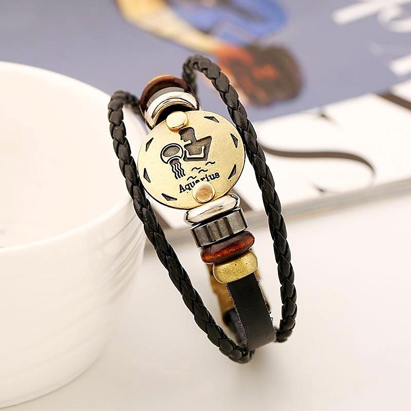 Men's Horoscope Leather Bracelet
