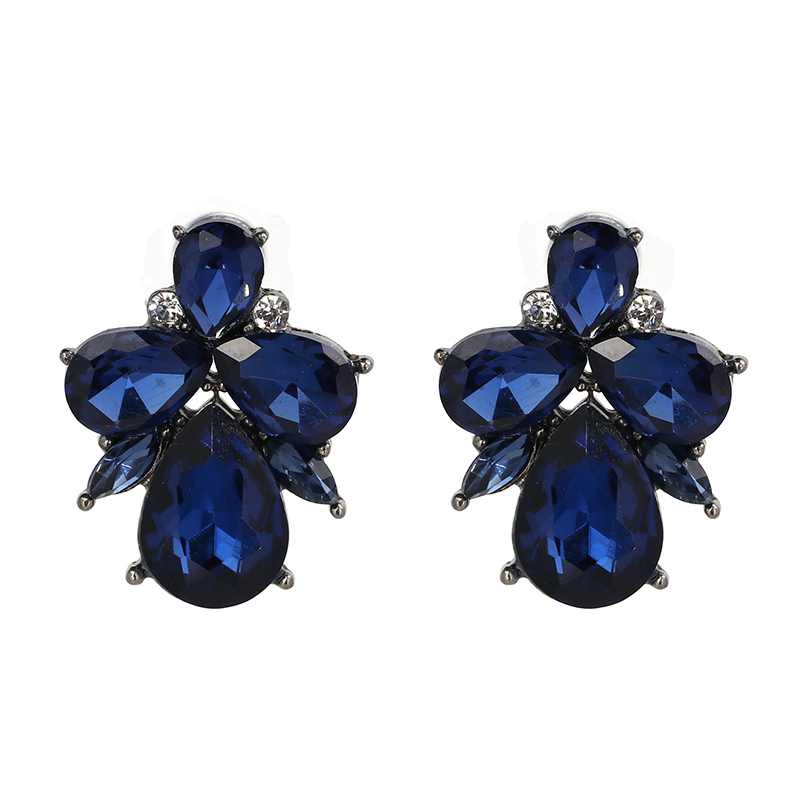 Navy Blue Crystal Stud Earrings