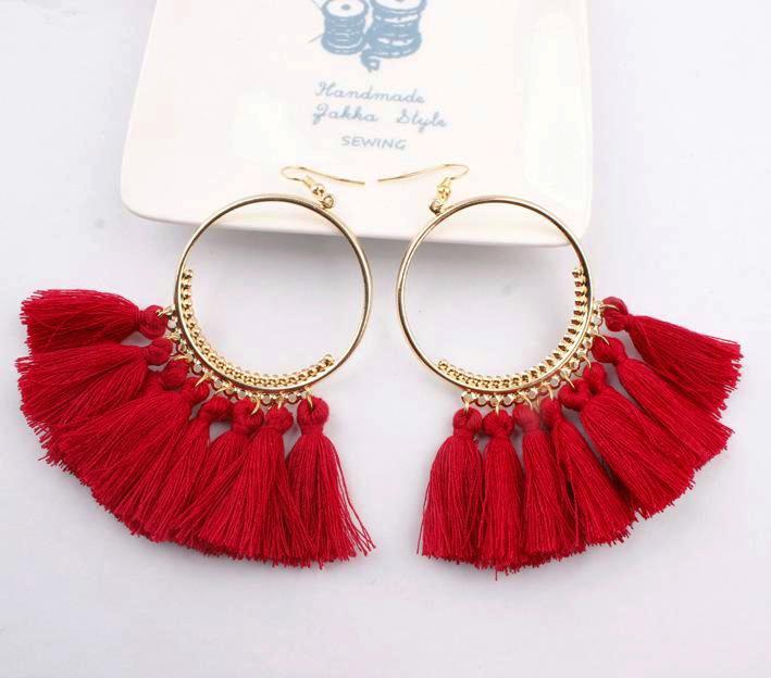 Red Tassel Earrings