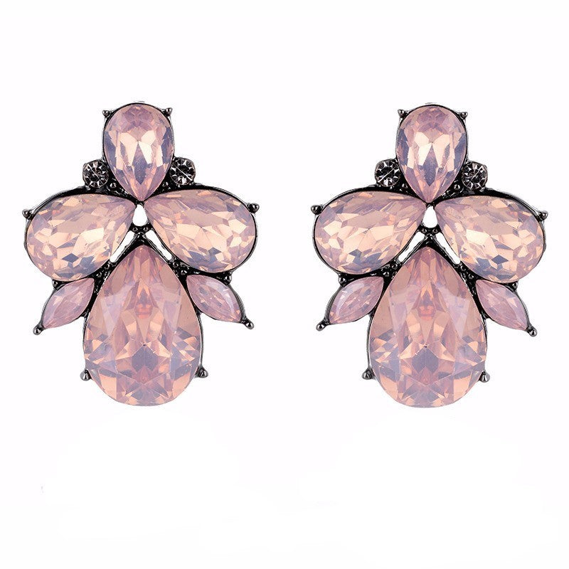 Rose Opal Crystal Stud Earrings