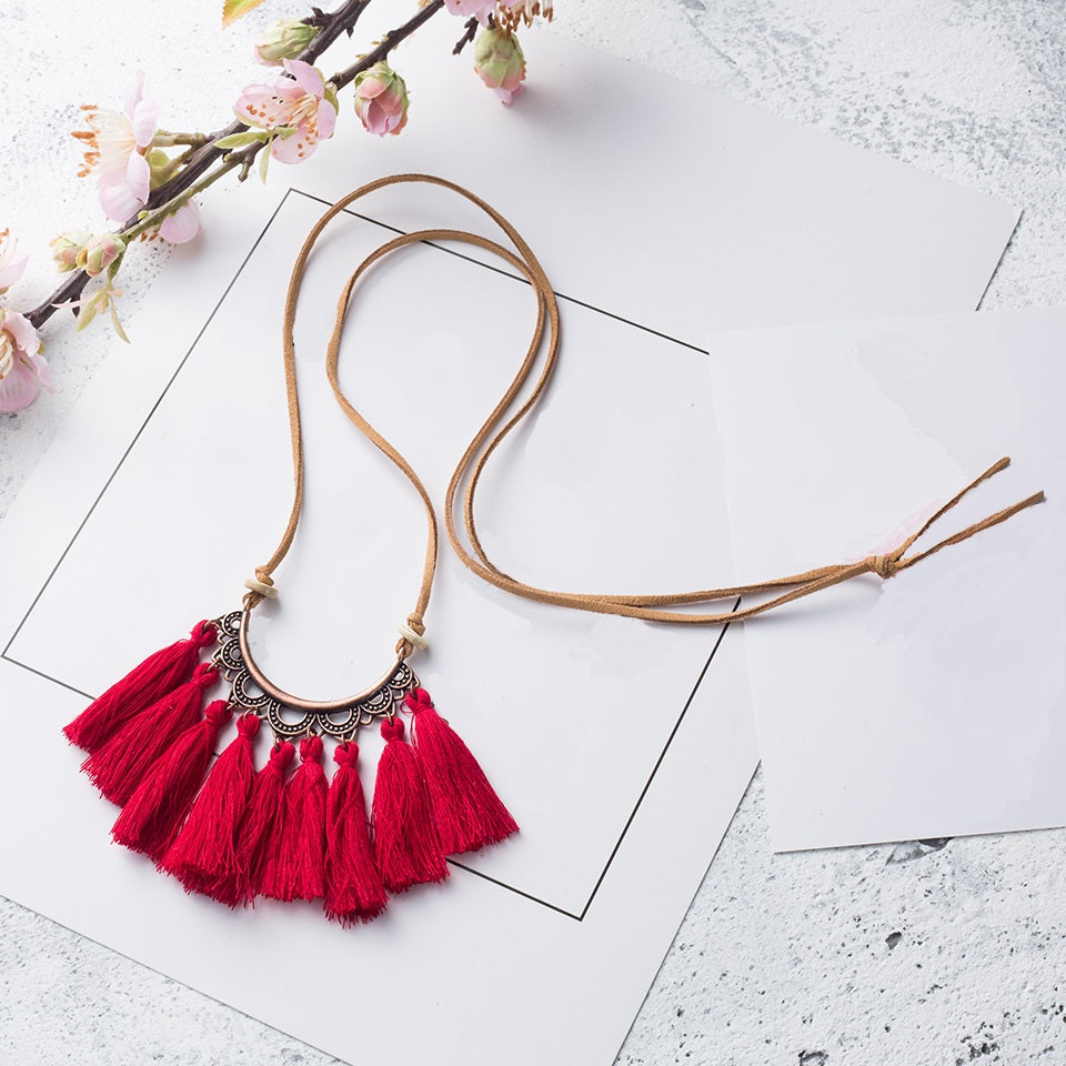 Red Tassel Necklace