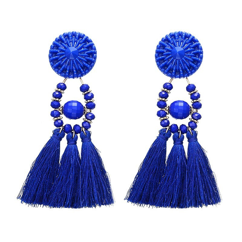 Bohemian Crystal Ethnic Long Tassel Earrings - 5 Colors – Neshe Fashion  Jewelry